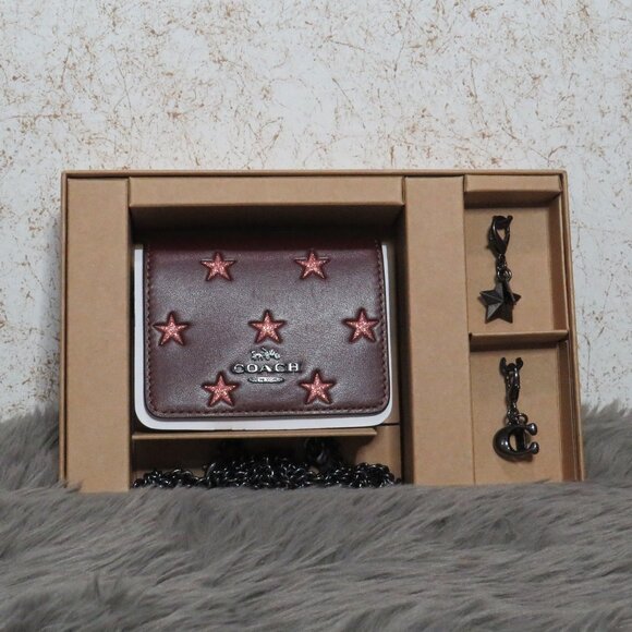 Coach Boxed Mini Wallet on a Chain (Merlot) - Picture 1 of 7